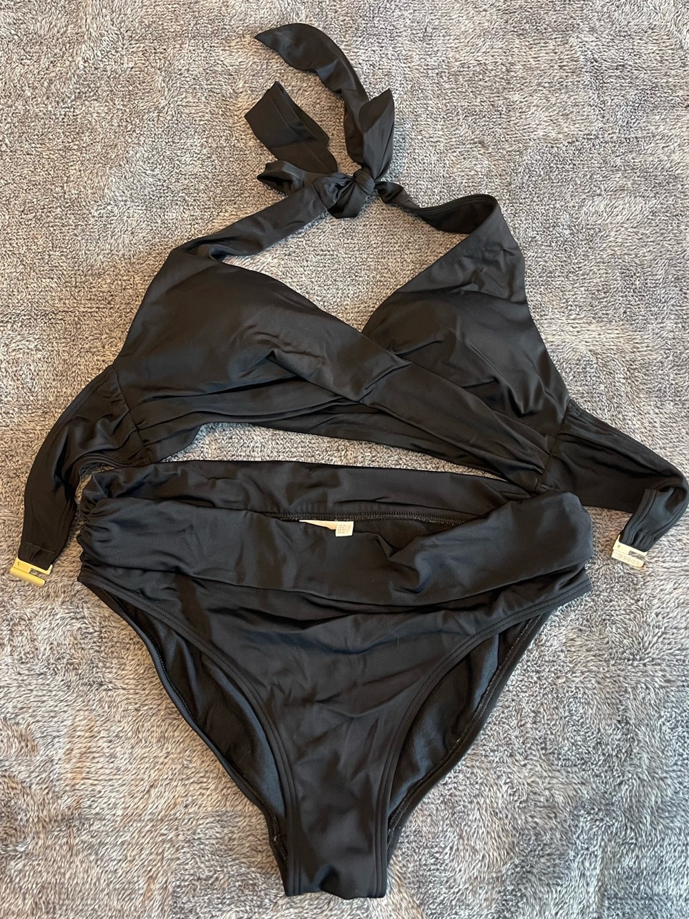Boden Black Bikini Set with Gold Hardware
